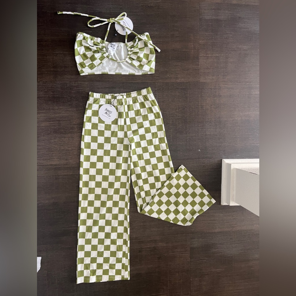 NWT Princess Polly Latiana Set Green Checkerboard - Size 4